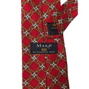 Countess Mara Necktie Red Floral Silk Classic‎ Business Career Men's Tie EUC